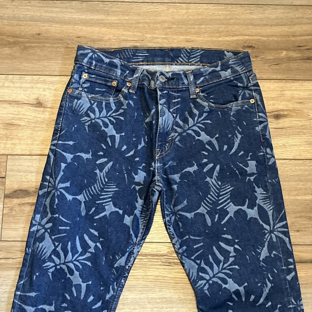 Men's Levis 511 Slim Fit Stretch Denim Jeans SZ 32x32 Blue Hawaiian Floral - Picture 2 of 12